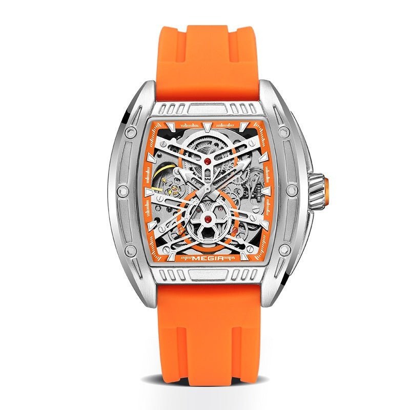 Men's Wine Barrel Type Mechanical Watch Silicone Tape | Luxury Home Accessories | Heulog Glow