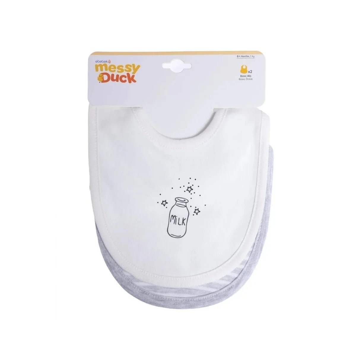 Messy Duck Baby Bib Pack of 2 - Milk | Luxury Home Accessories | Heulog Glow