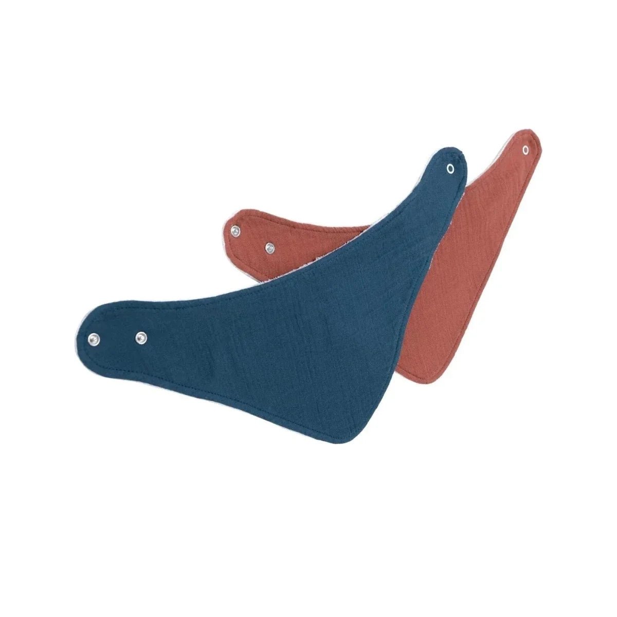 Messy Duck Bandana Baby Bib Pack of 2 - Terracotta & Deep Navy | Luxury Home Accessories | Heulog Glow
