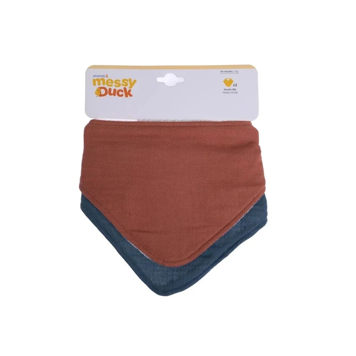 Messy Duck Bandana Baby Bib Pack of 2 - Terracotta & Deep Navy | Luxury Home Accessories | Heulog Glow