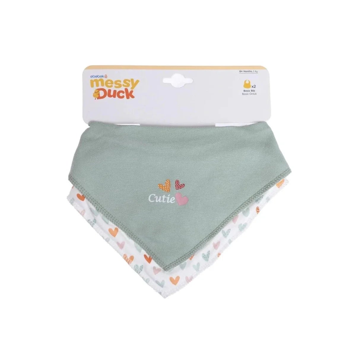 Messy Duck Bandana Baby Bibs Pack of 2 - Little Hearts | Luxury Home Accessories | Heulog Glow