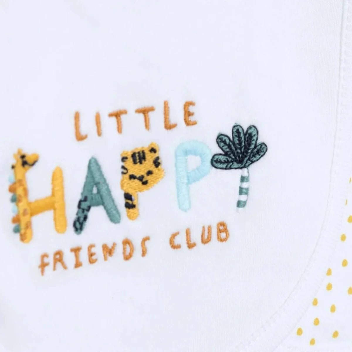 Messy Duck Embroidered Cotton Baby Bib Pack of 2 - Happy | Luxury Home Accessories | Heulog Glow