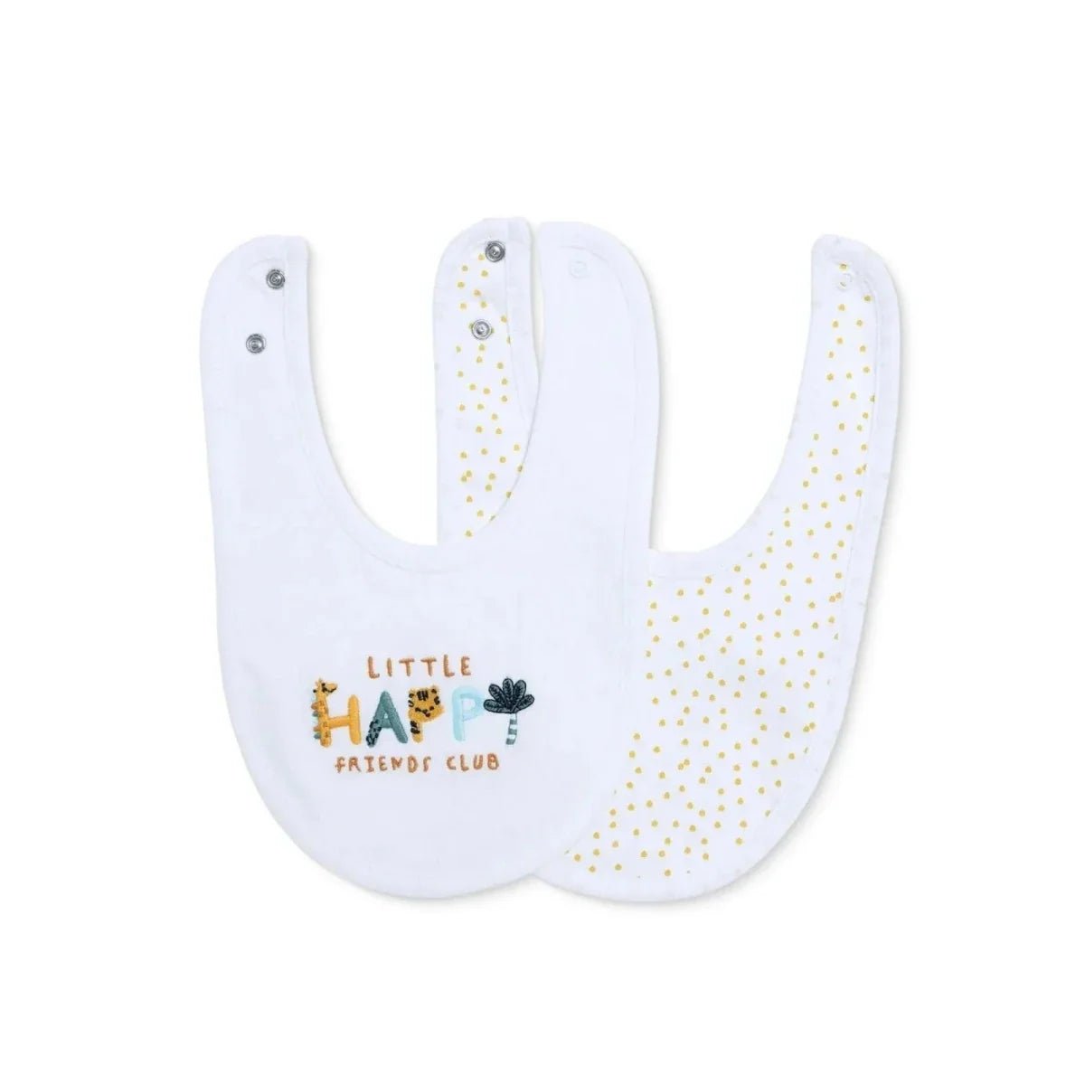 Messy Duck Embroidered Cotton Baby Bib Pack of 2 - Happy | Luxury Home Accessories | Heulog Glow