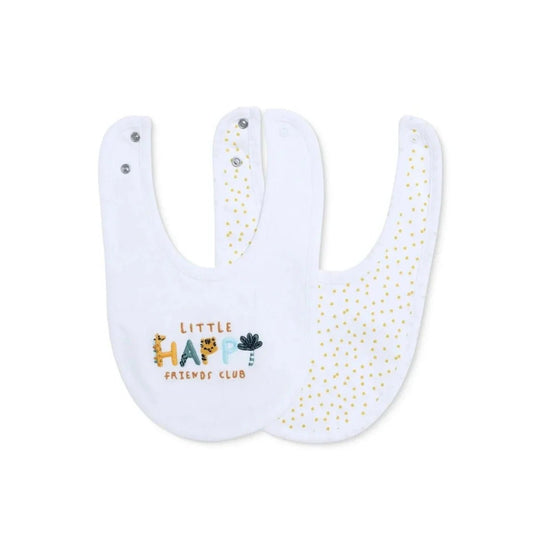 Messy Duck Embroidered Cotton Baby Bib Pack of 2 - Happy | Luxury Home Accessories | Heulog Glow