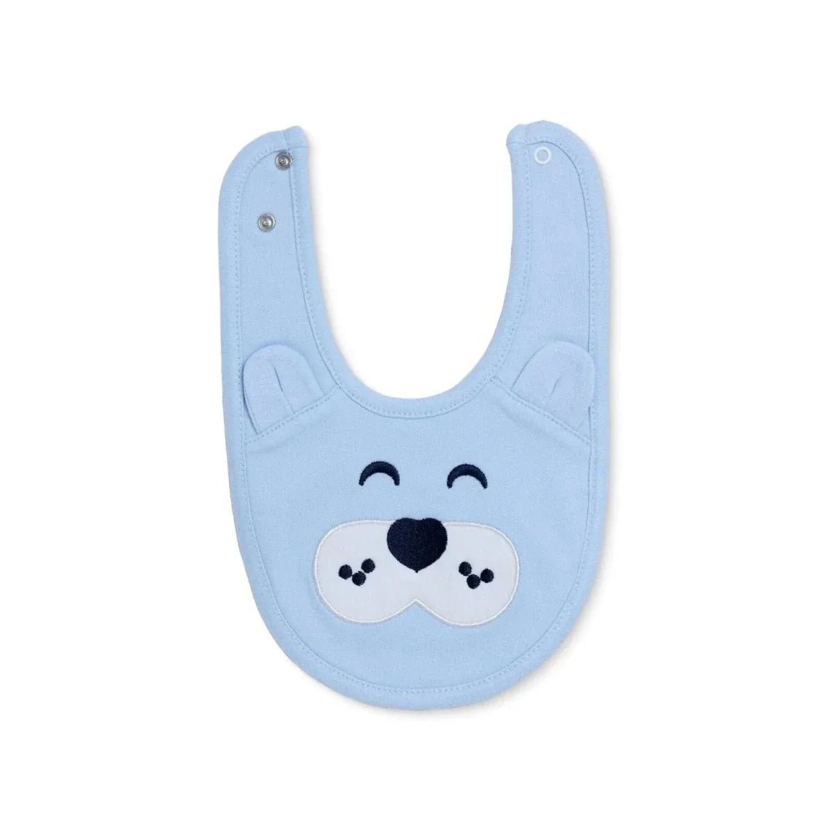 Messy Duck Embroidered Cotton Baby Bib with Ears - Blue | Luxury Home Accessories | Heulog Glow