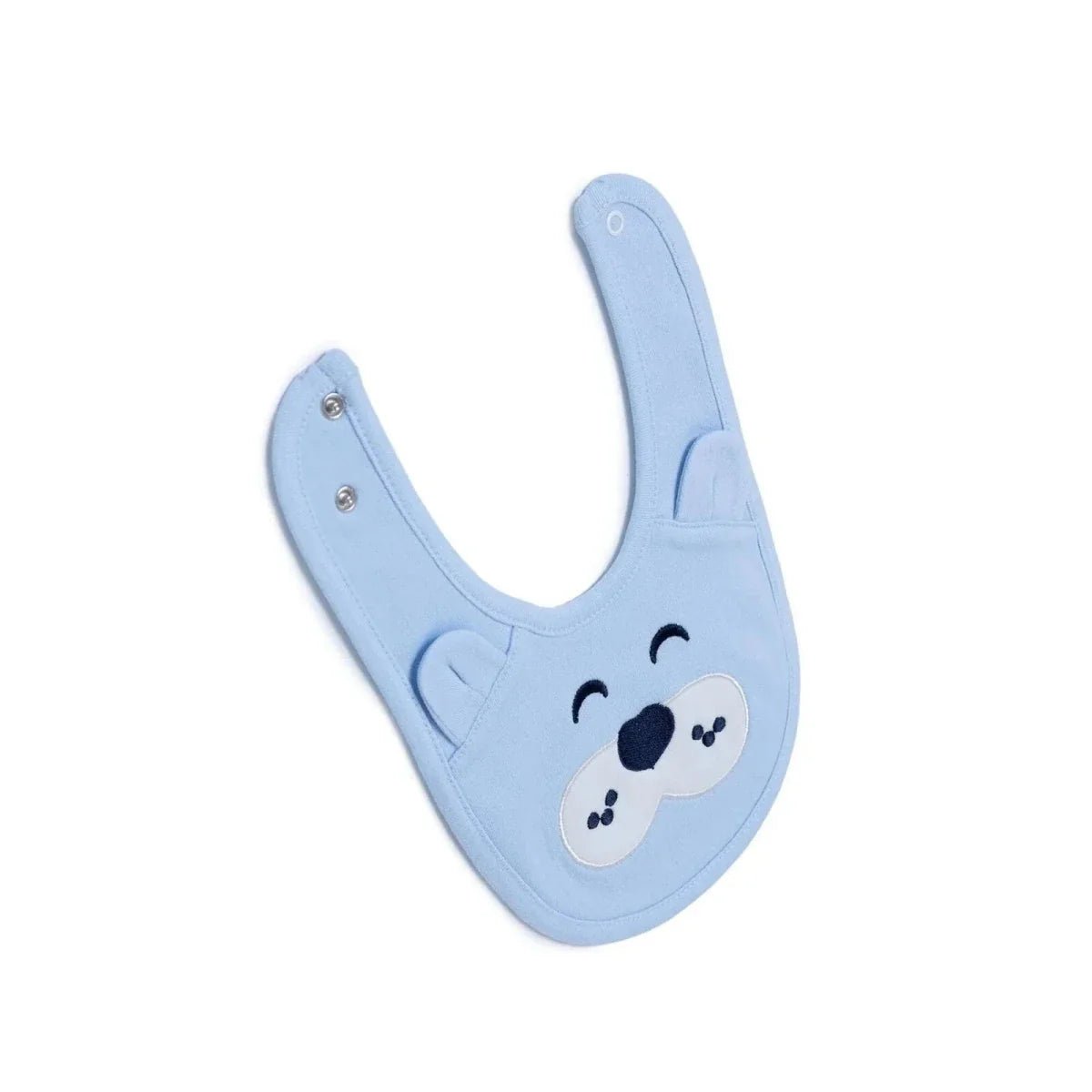 Messy Duck Embroidered Cotton Baby Bib with Ears - Blue | Luxury Home Accessories | Heulog Glow