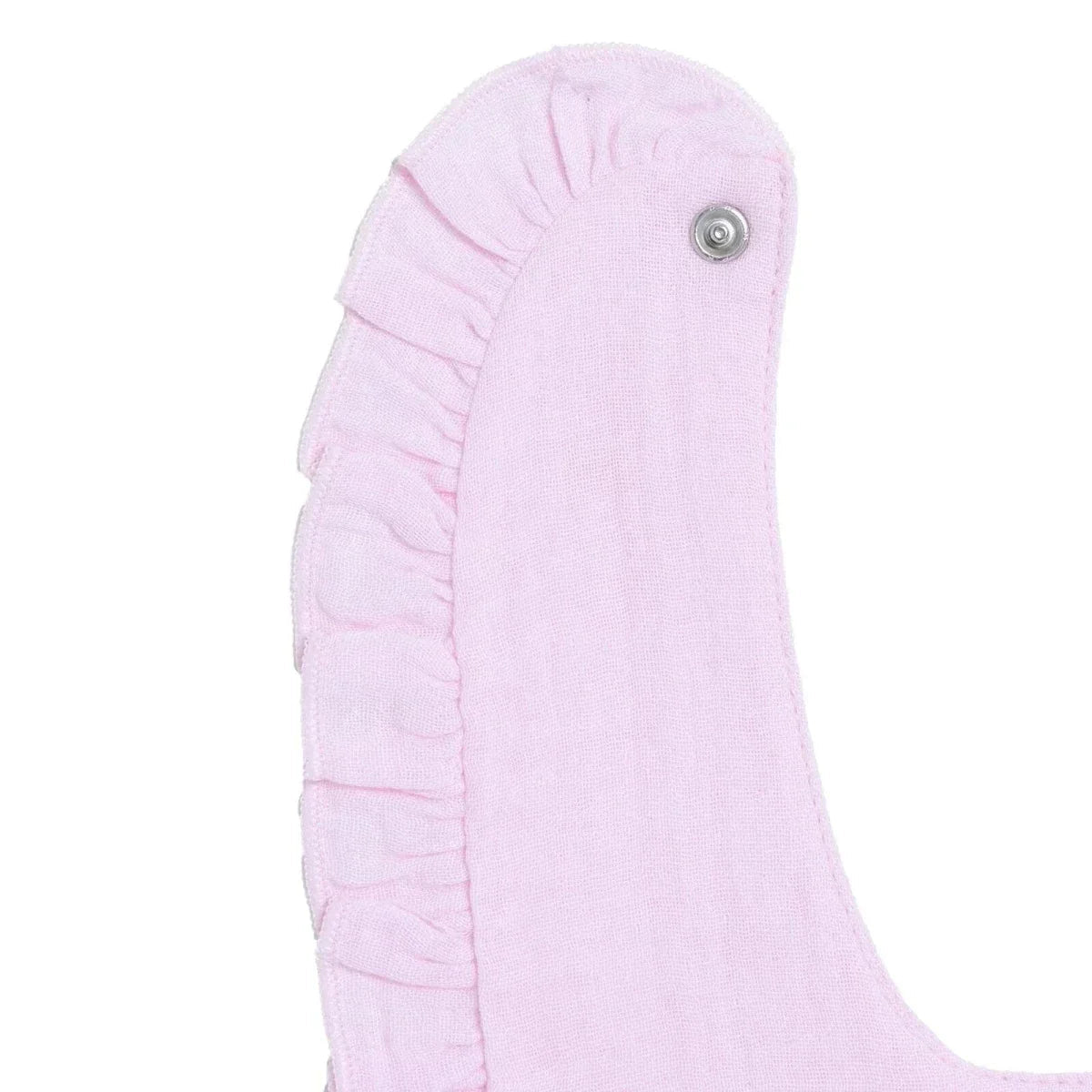 Messy Duck Frilled Muslin Baby Bib - Baby Pink | Luxury Home Accessories | Heulog Glow