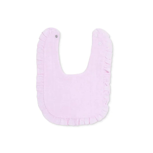 Messy Duck Frilled Muslin Baby Bib - Baby Pink | Luxury Home Accessories | Heulog Glow