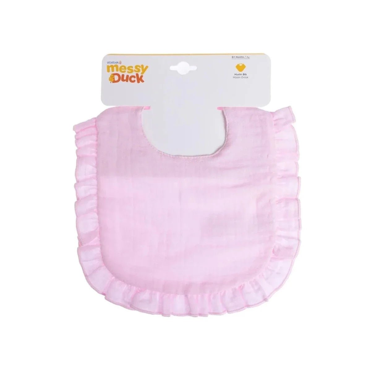 Messy Duck Frilled Muslin Baby Bib - Baby Pink | Luxury Home Accessories | Heulog Glow