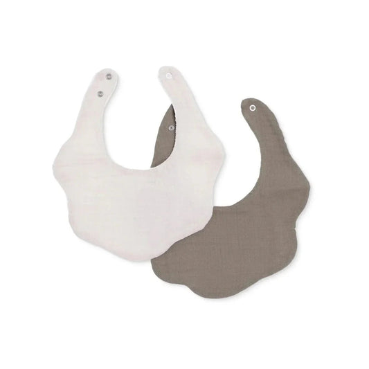 Messy Duck Muslin Petal Baby Bib Pack of 2 - Cream & Taupe | Luxury Home Accessories | Heulog Glow