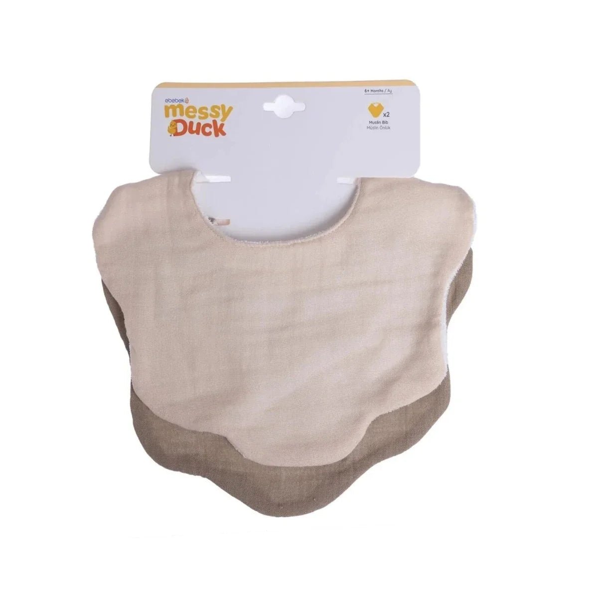 Messy Duck Muslin Petal Baby Bib Pack of 2 - Cream & Taupe | Luxury Home Accessories | Heulog Glow