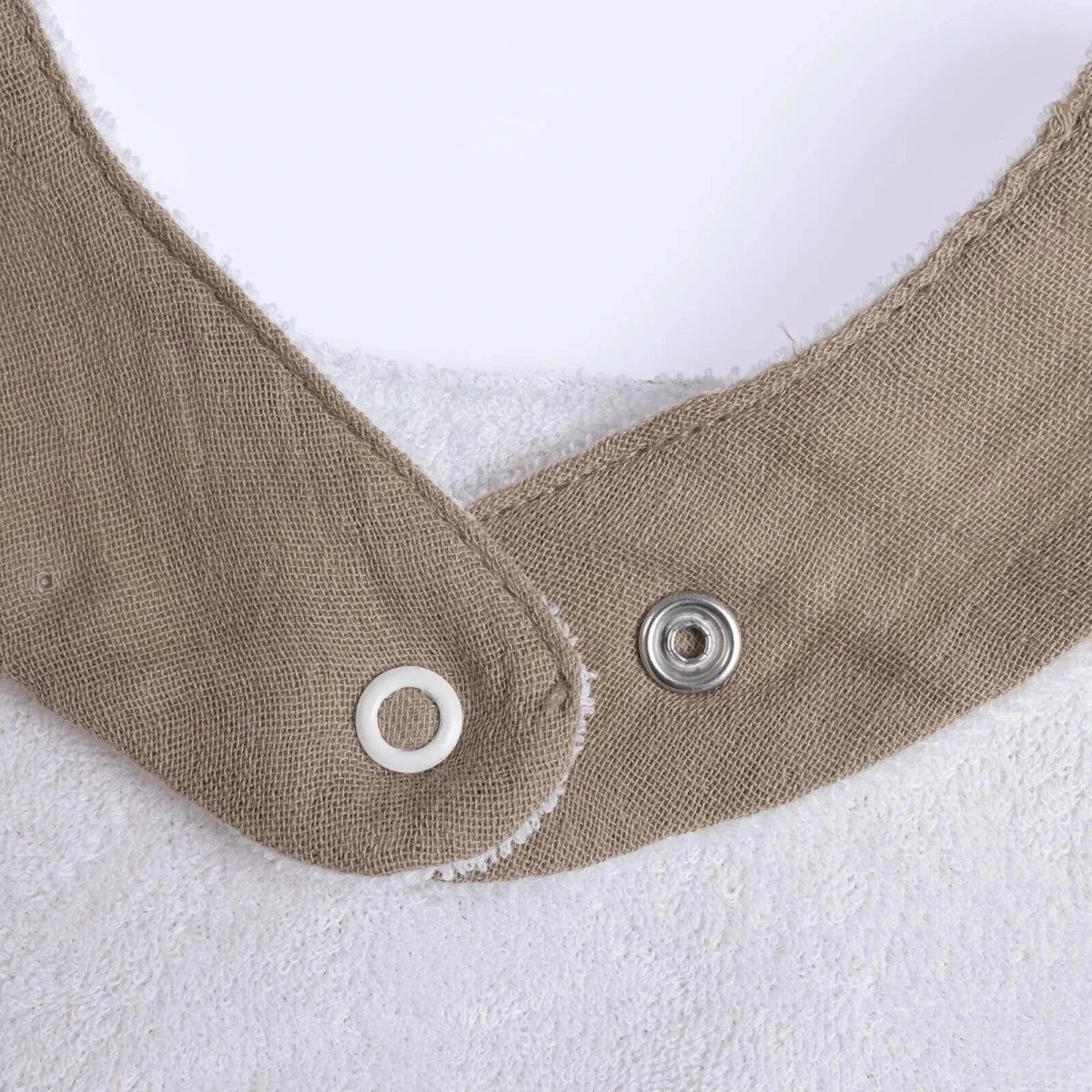 Messy Duck Muslin Petal Baby Bib Pack of 2 - Cream & Taupe | Luxury Home Accessories | Heulog Glow