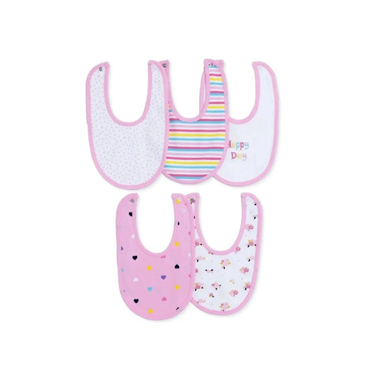Messy Duck Printed Cotton Baby Bib Pack of 5 - Pink | Luxury Home Accessories | Heulog Glow
