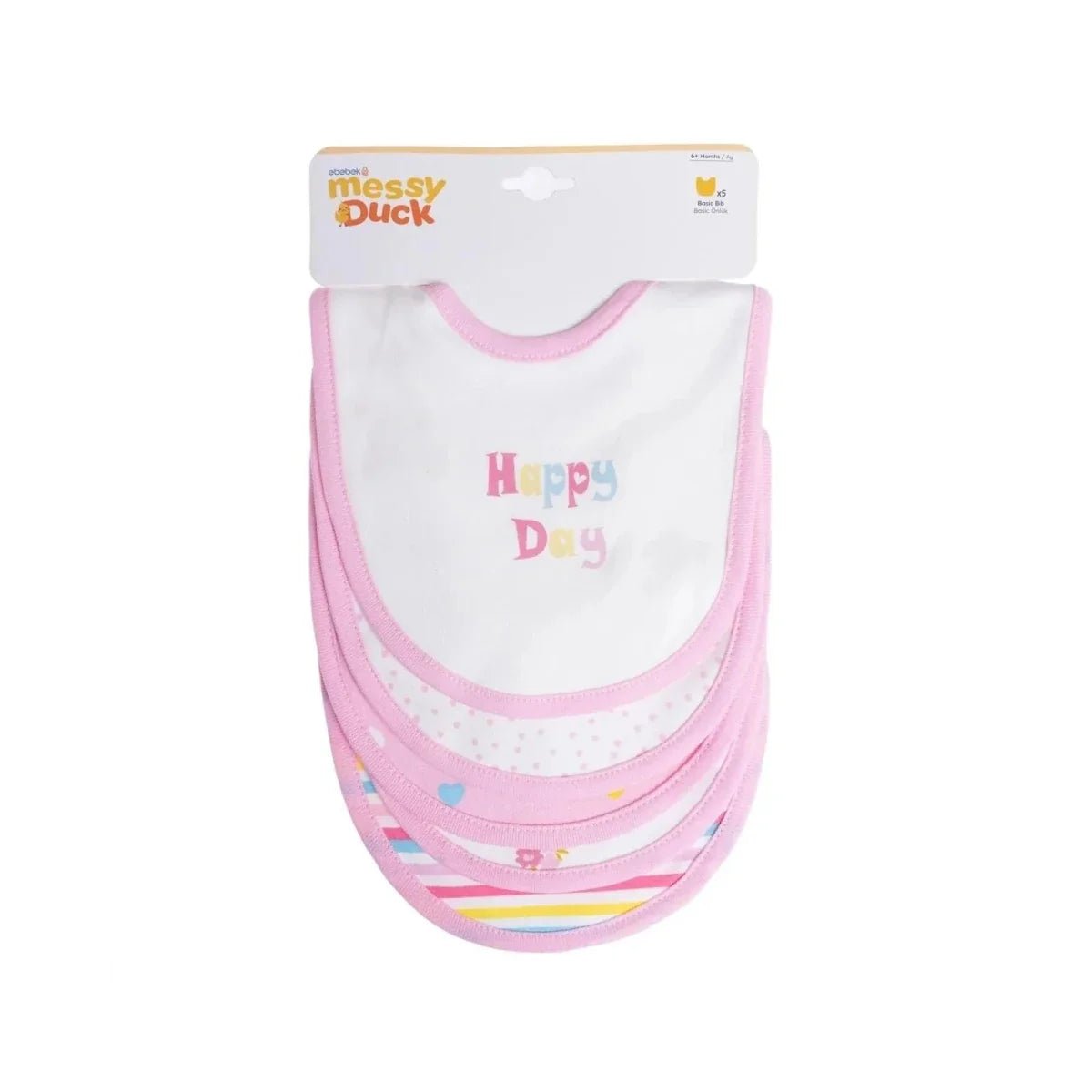 Messy Duck Printed Cotton Baby Bib Pack of 5 - Pink | Luxury Home Accessories | Heulog Glow