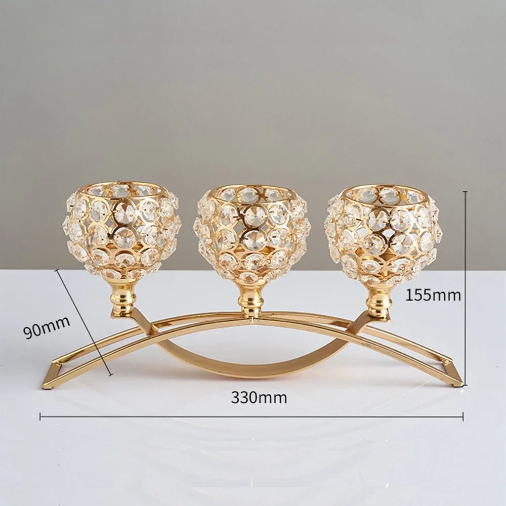 Metal Candle Holders Candlestick Crystal | Luxury Home Accessories | Heulog Glow