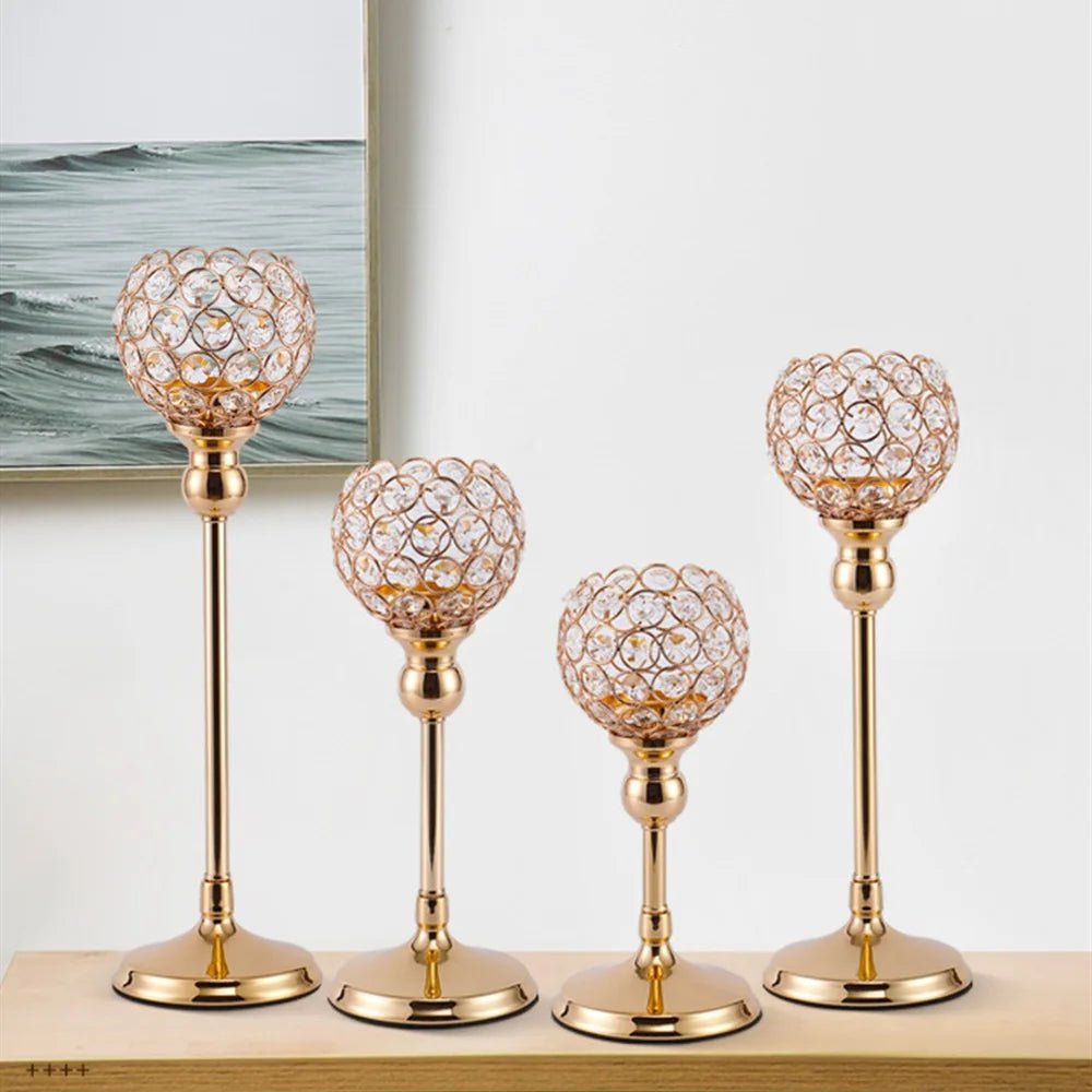 Metal Candle Holders Candlestick Crystal | Luxury Home Accessories | Heulog Glow
