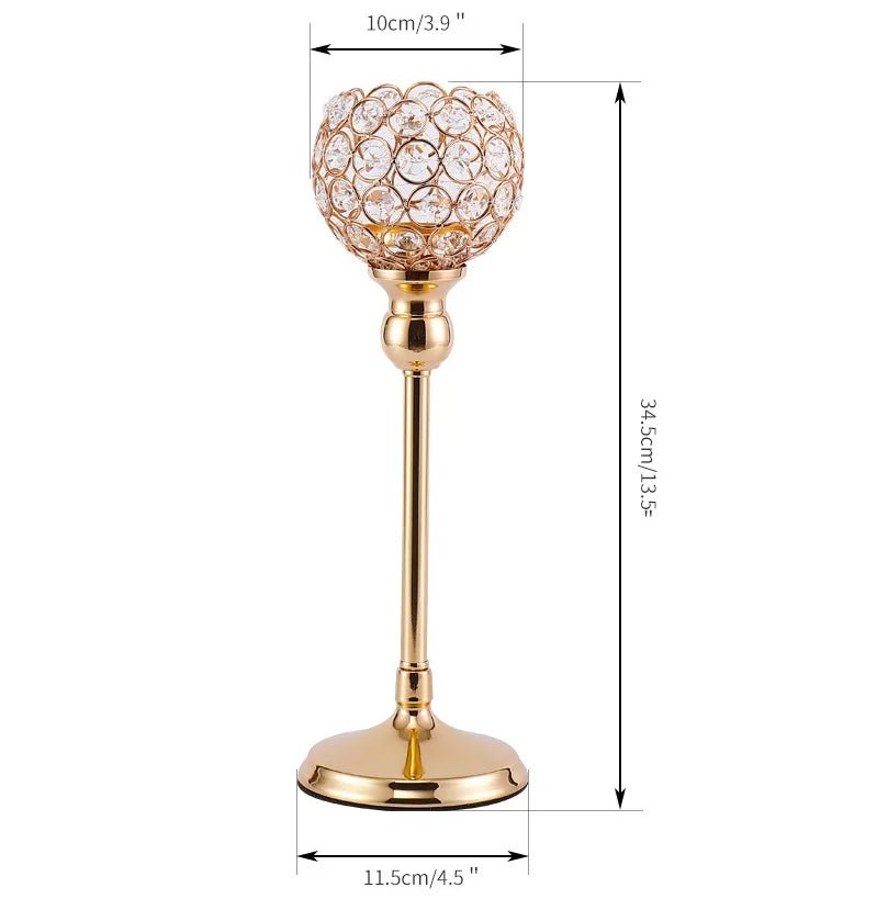 Metal Candle Holders Candlestick Crystal | Luxury Home Accessories | Heulog Glow