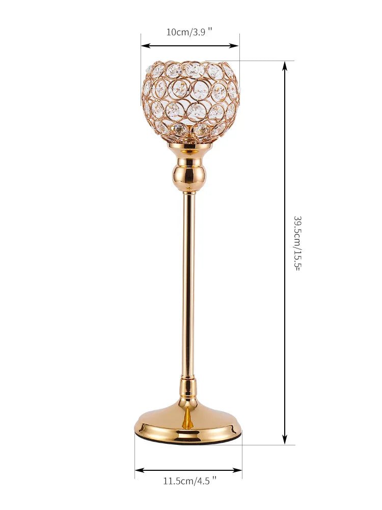 Metal Candle Holders Candlestick Crystal | Luxury Home Accessories | Heulog Glow