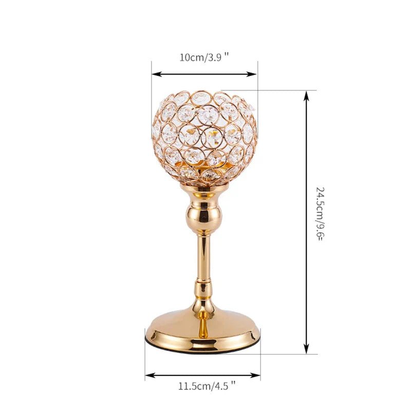 Metal Candle Holders Candlestick Crystal | Luxury Home Accessories | Heulog Glow