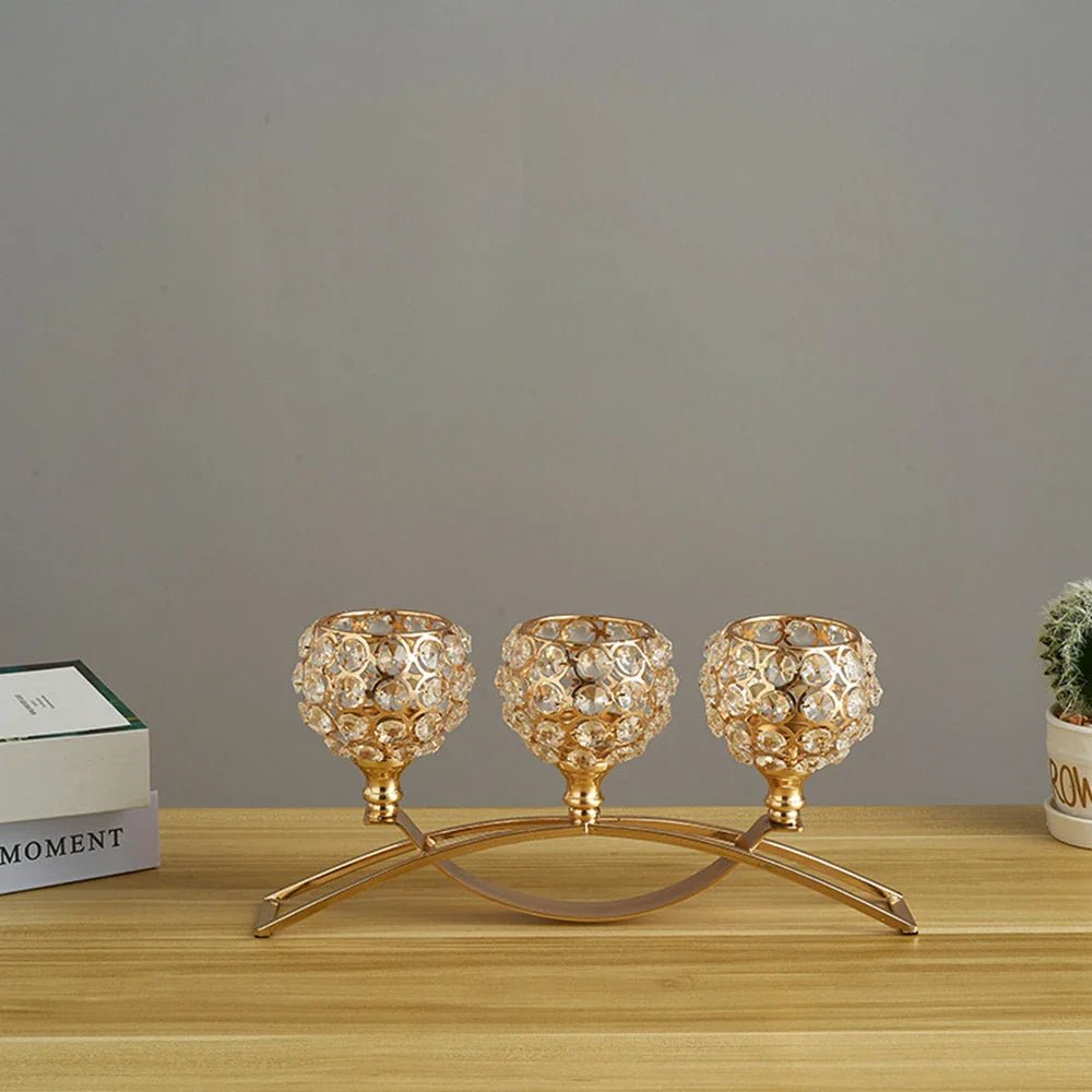 Metal Candle Holders Candlestick Crystal | Luxury Home Accessories | Heulog Glow