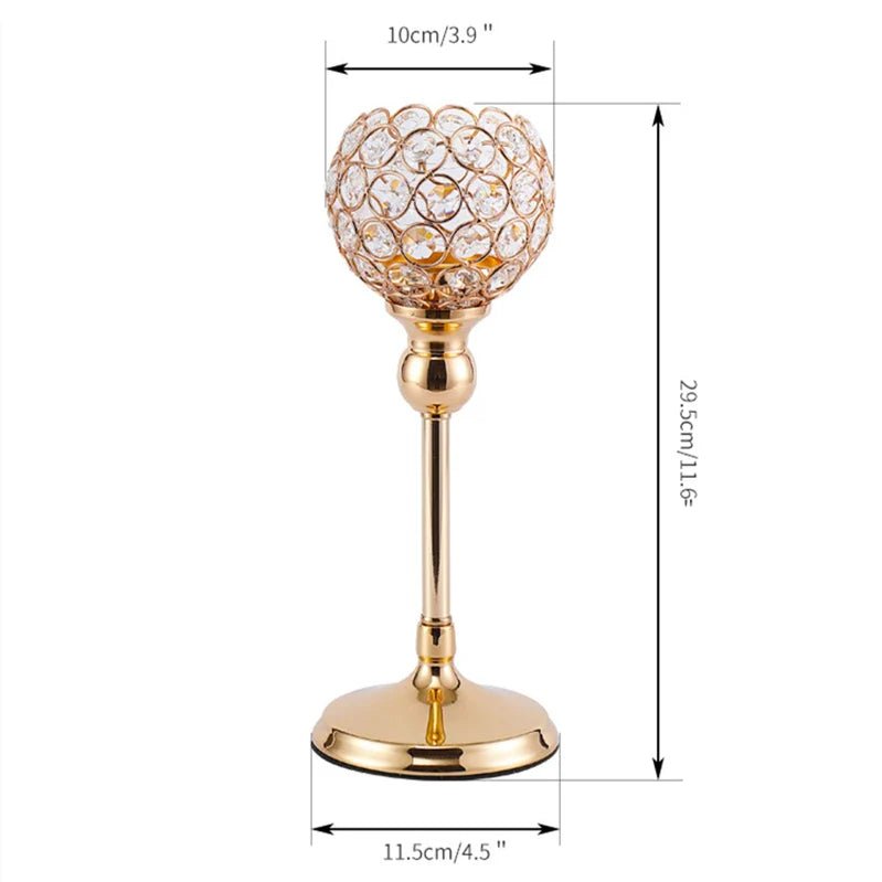 Metal Candle Holders Candlestick Crystal | Luxury Home Accessories | Heulog Glow
