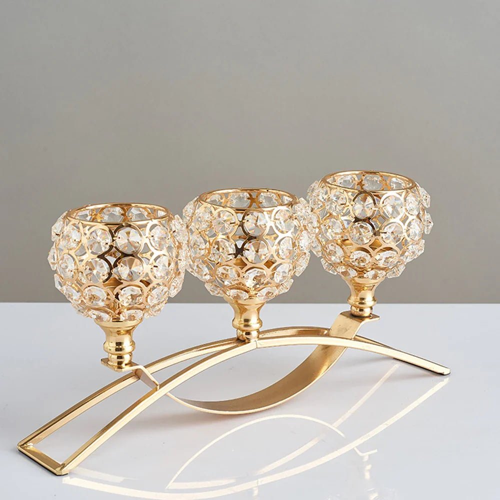 Metal Candle Holders Candlestick Crystal | Luxury Home Accessories | Heulog Glow