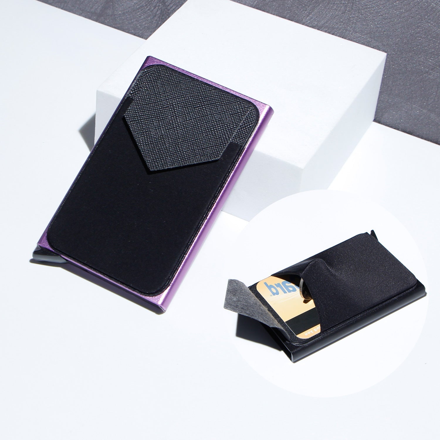 Metal Card Strap Lycra Cloth Anti-theft Swiping Aluminum Alloy Credit Card Box Business Card Case Multi Card Holder | Luxury Home Accessories | Heulog Glow