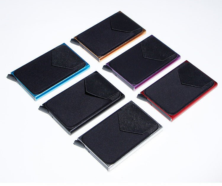 Metal Card Strap Lycra Cloth Anti-theft Swiping Aluminum Alloy Credit Card Box Business Card Case Multi Card Holder | Luxury Home Accessories | Heulog Glow
