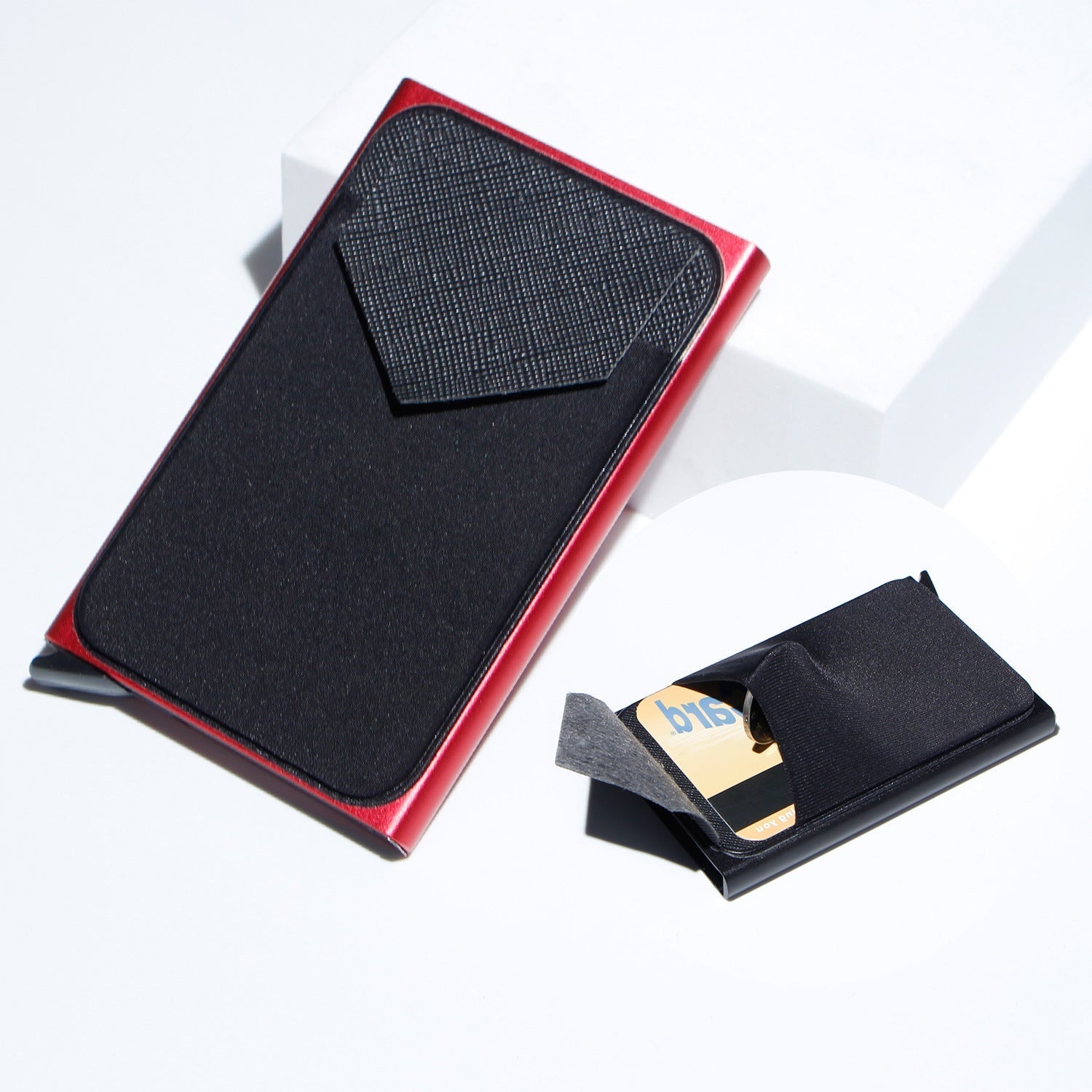 Metal Card Strap Lycra Cloth Anti-theft Swiping Aluminum Alloy Credit Card Box Business Card Case Multi Card Holder | Luxury Home Accessories | Heulog Glow