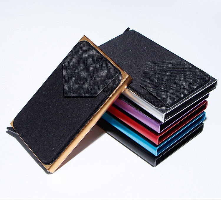 Metal Card Strap Lycra Cloth Anti-theft Swiping Aluminum Alloy Credit Card Box Business Card Case Multi Card Holder | Luxury Home Accessories | Heulog Glow