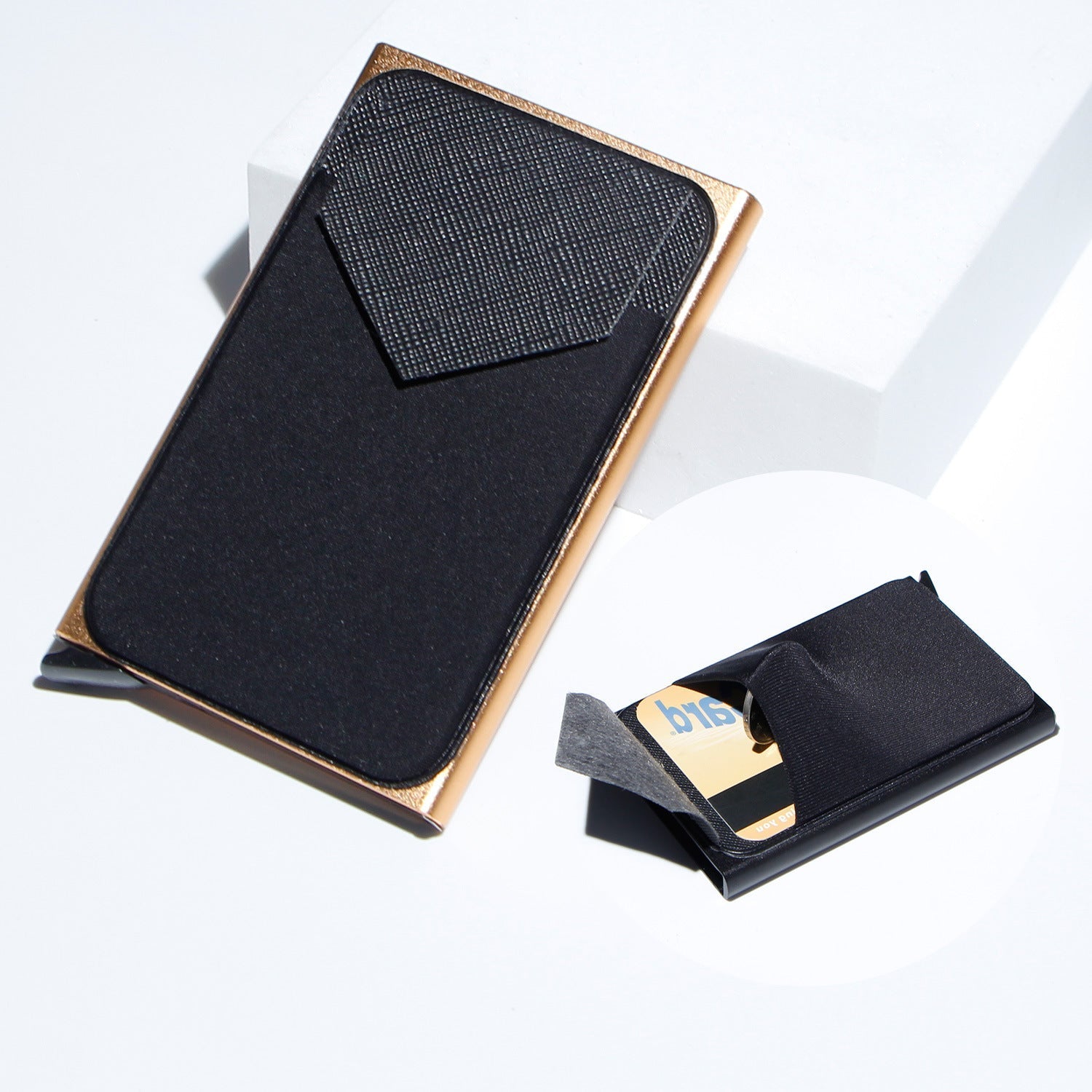 Metal Card Strap Lycra Cloth Anti-theft Swiping Aluminum Alloy Credit Card Box Business Card Case Multi Card Holder | Luxury Home Accessories | Heulog Glow