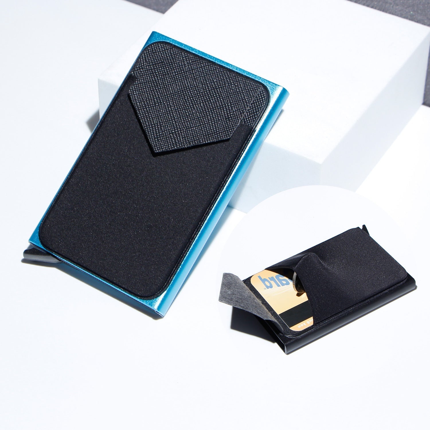 Metal Card Strap Lycra Cloth Anti-theft Swiping Aluminum Alloy Credit Card Box Business Card Case Multi Card Holder | Luxury Home Accessories | Heulog Glow