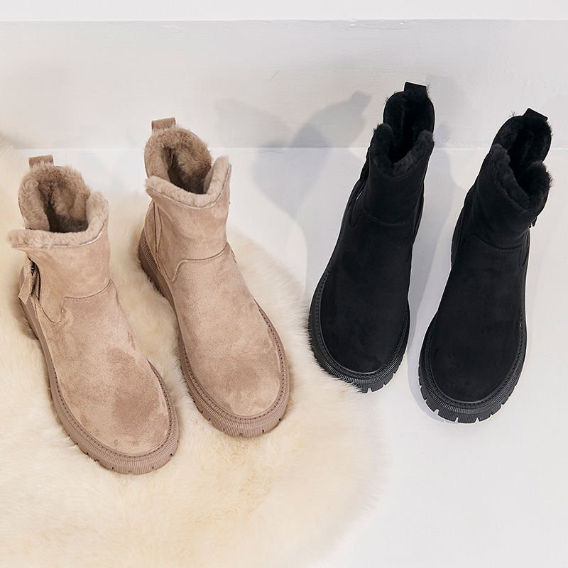 Middle Tube Plush Warm Cotton Shoes Leather And Fur Integrated Winter Women's Boots | Luxury Home Accessories | Heulog Glow