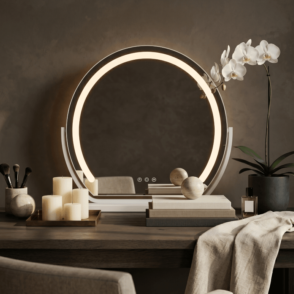 Mila LED Vanity Mirror White | Luxury Home Accessories | Heulog Glow