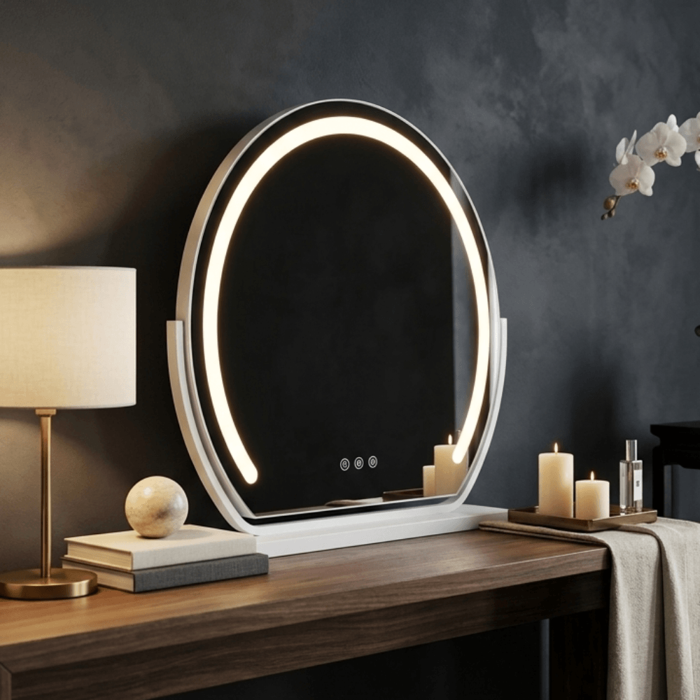 Mila LED Vanity Mirror White | Luxury Home Accessories | Heulog Glow