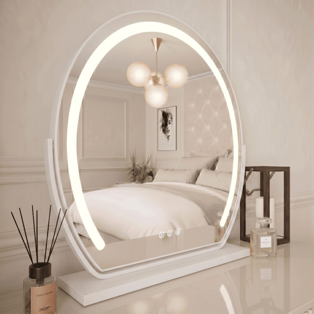 Mila LED Vanity Mirror White | Luxury Home Accessories | Heulog Glow