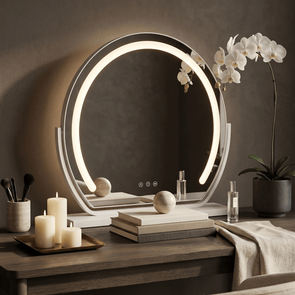Mila LED Vanity Mirror White | Luxury Home Accessories | Heulog Glow