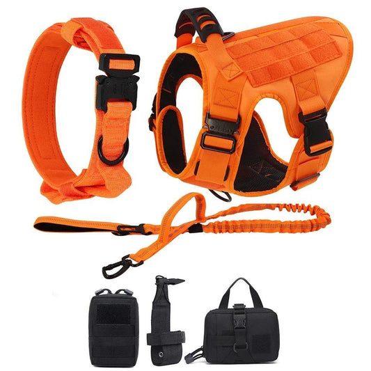 Military Grade Tactical Dog Harness Set (LIMITED EDITION ORANGE) | Luxury Home Accessories | Heulog Glow