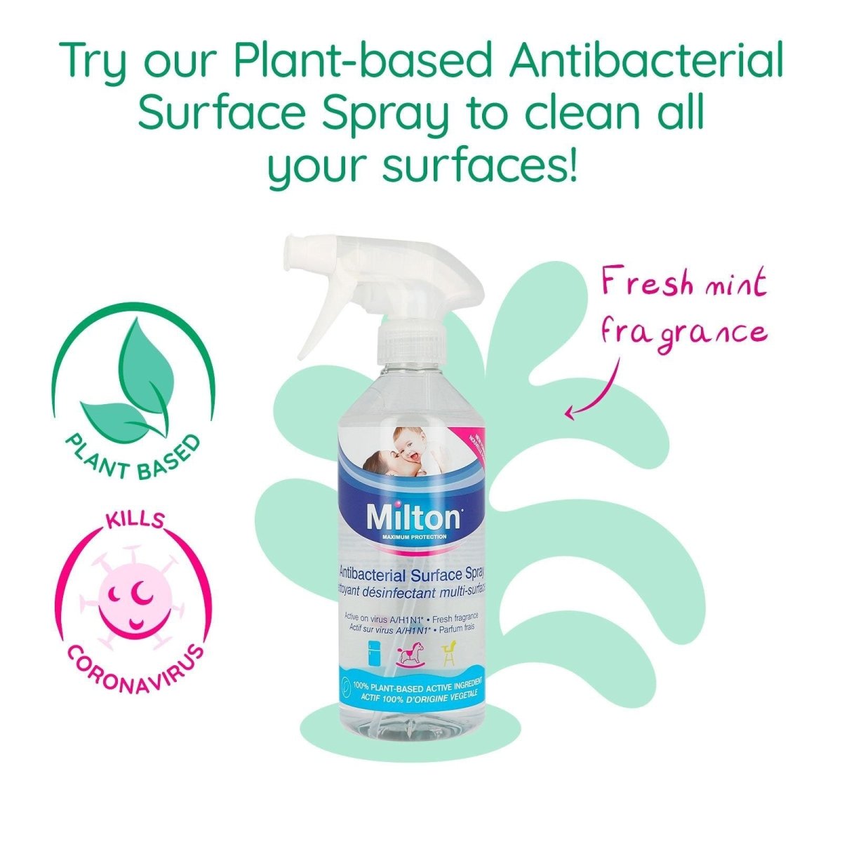 Milton Antibacterial Surface Spray 500ml | Luxury Home Accessories | Heulog Glow