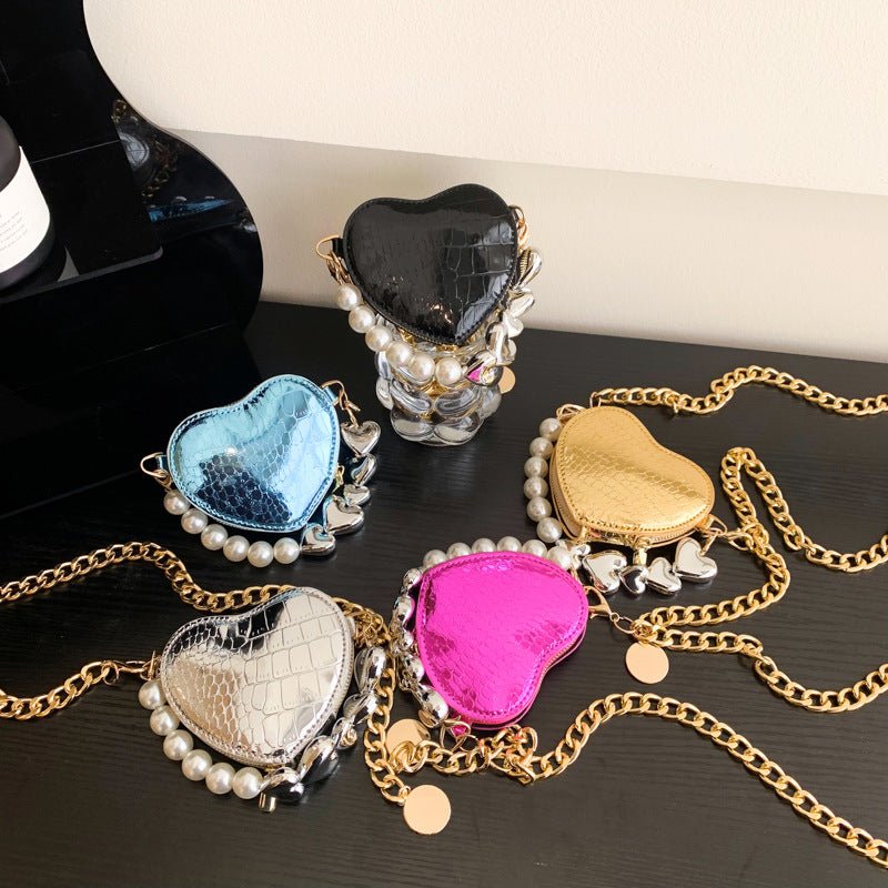 Mini Love-shape Pearls Handbag Fashion Cute Chain Lipstick Bag Women's Bright Candy Color Shoulder Messenger Bag | Luxury Home Accessories | Heulog Glow