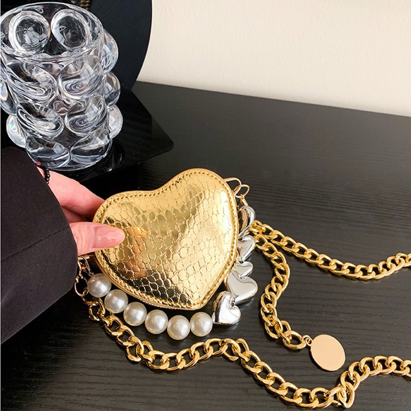 Mini Love-shape Pearls Handbag Fashion Cute Chain Lipstick Bag Women's Bright Candy Color Shoulder Messenger Bag | Luxury Home Accessories | Heulog Glow