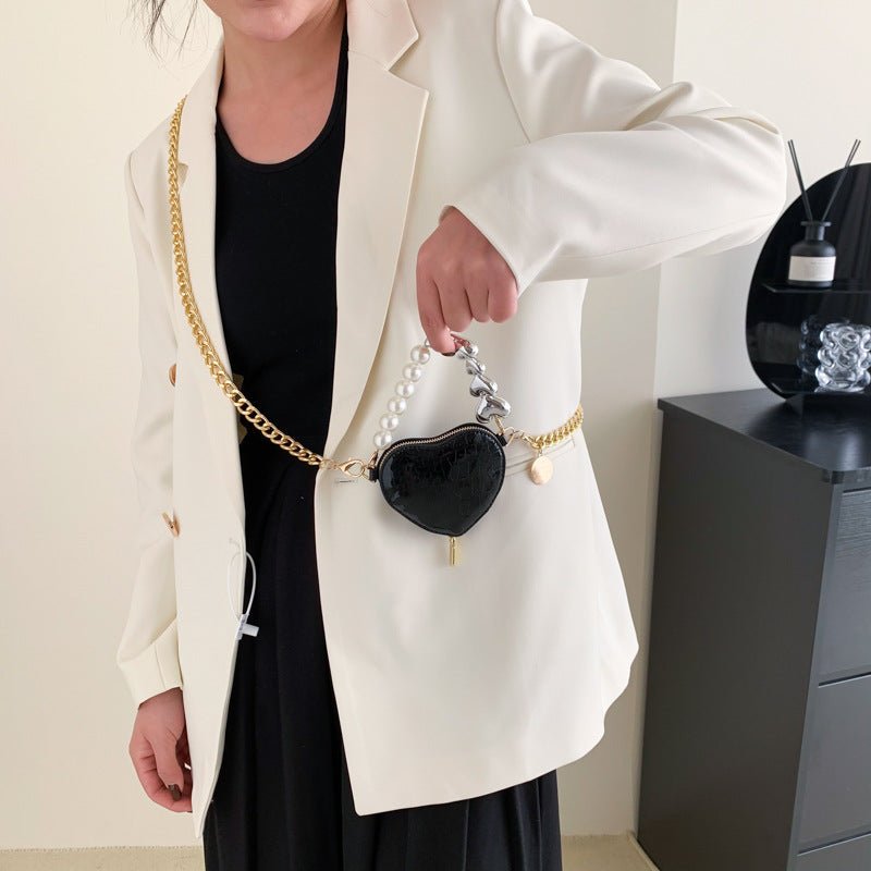 Mini Love-shape Pearls Handbag Fashion Cute Chain Lipstick Bag Women's Bright Candy Color Shoulder Messenger Bag | Luxury Home Accessories | Heulog Glow