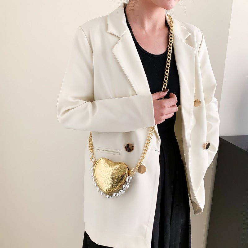 Mini Love-shape Pearls Handbag Fashion Cute Chain Lipstick Bag Women's Bright Candy Color Shoulder Messenger Bag | Luxury Home Accessories | Heulog Glow