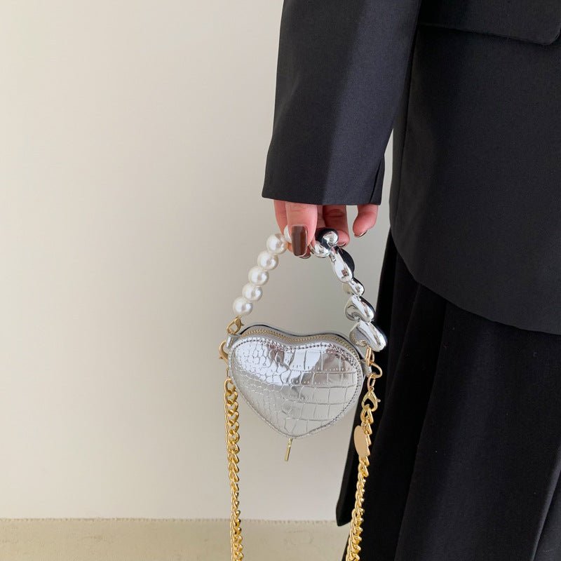 Mini Love-shape Pearls Handbag Fashion Cute Chain Lipstick Bag Women's Bright Candy Color Shoulder Messenger Bag | Luxury Home Accessories | Heulog Glow