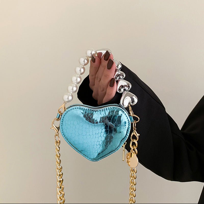 Mini Love-shape Pearls Handbag Fashion Cute Chain Lipstick Bag Women's Bright Candy Color Shoulder Messenger Bag | Luxury Home Accessories | Heulog Glow