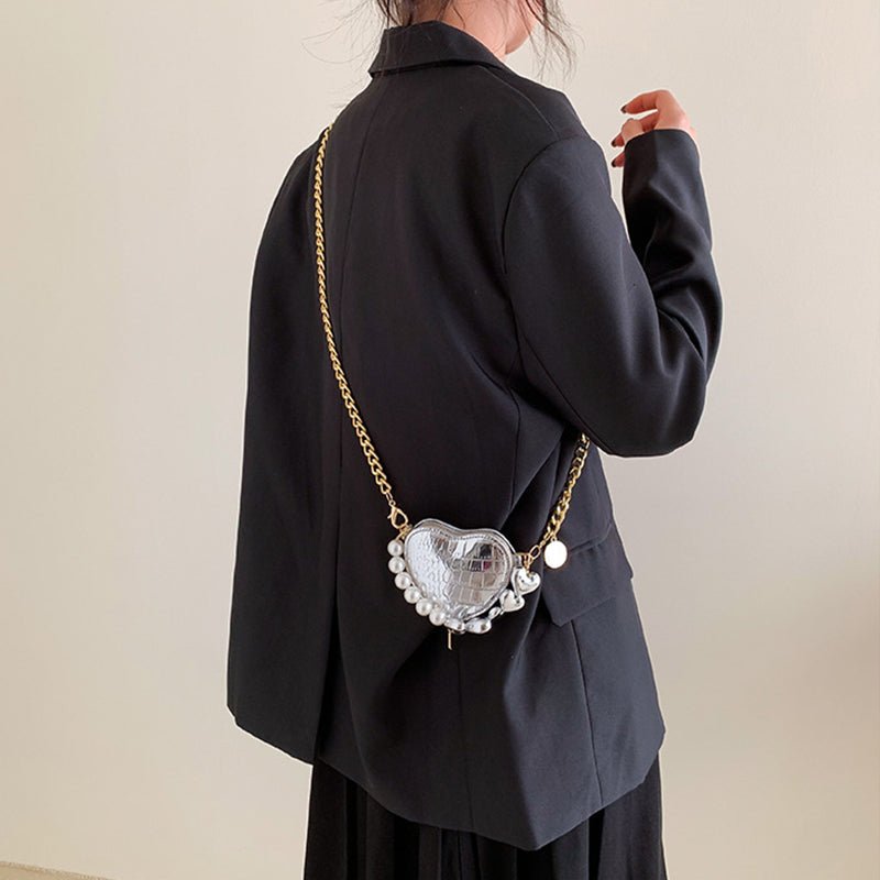 Mini Love-shape Pearls Handbag Fashion Cute Chain Lipstick Bag Women's Bright Candy Color Shoulder Messenger Bag | Luxury Home Accessories | Heulog Glow