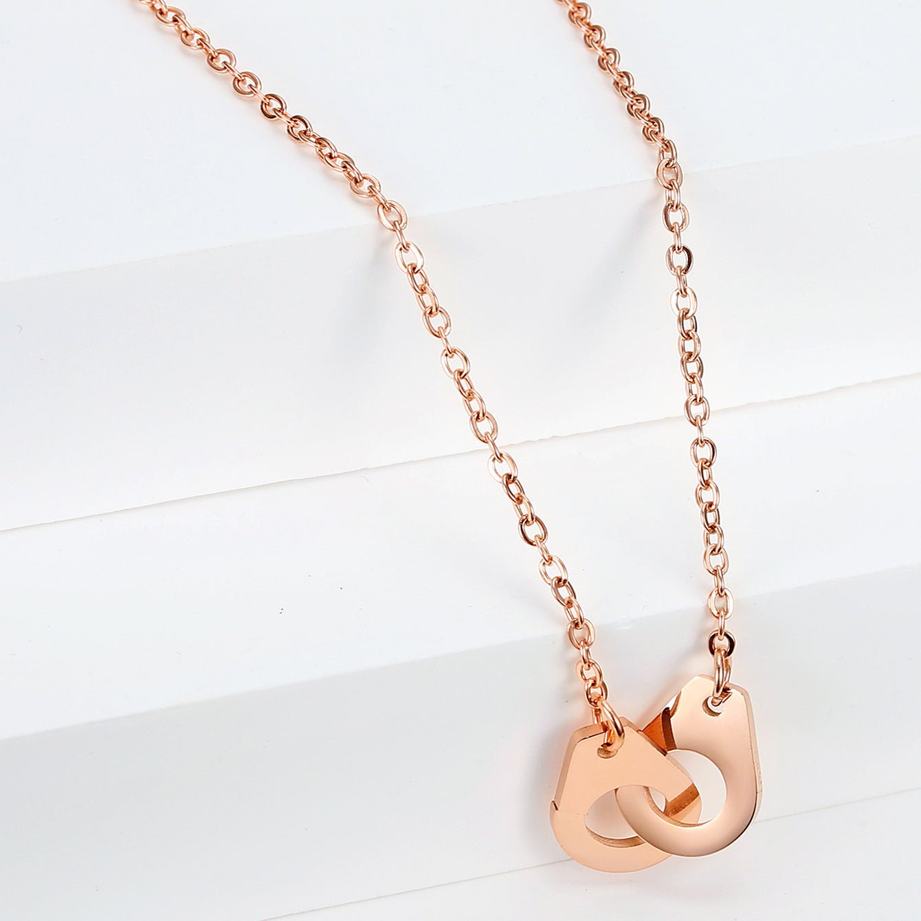 Minimalist Double-Ring Handcuff Pendant Necklace, Personalized Hip-Hop Style | Luxury Home Accessories | Heulog Glow
