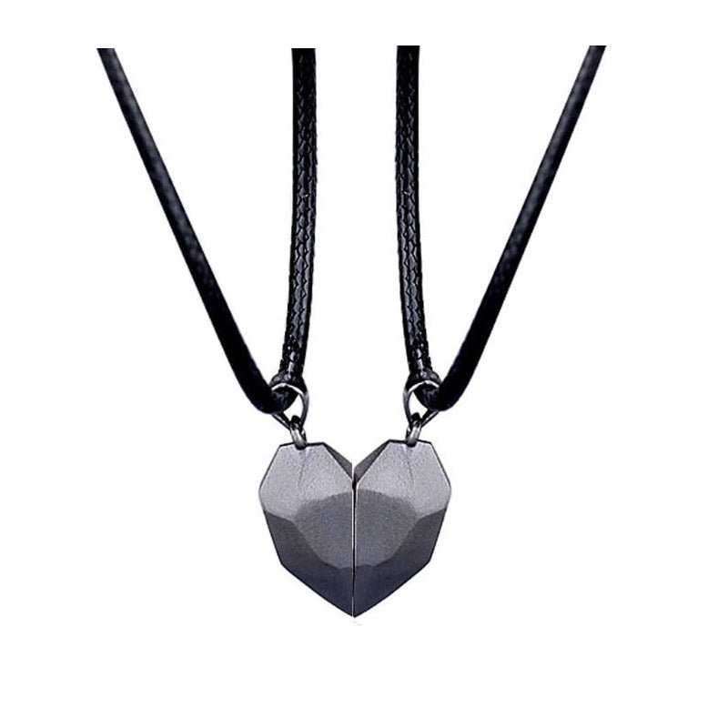 Minimalist Lovers Matching Friendship Heart Pendant Couple Magnetic Distance Faceted Heart Pendant Necklace Couple Jewelry | Luxury Home Accessories | Heulog Glow