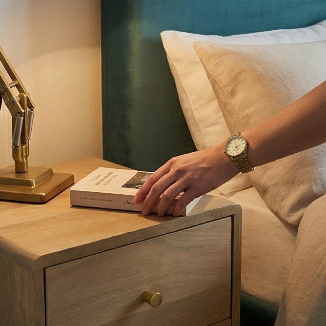Minimalist Mango Wood Logan Narrow Bedside Table | Luxury Home Accessories | Heulog Glow