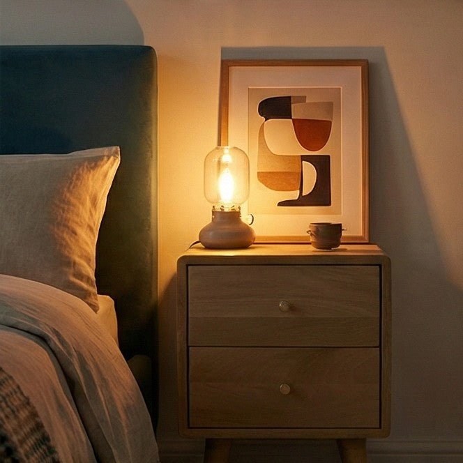Minimalist Mango Wood Logan Narrow Bedside Table | Luxury Home Accessories | Heulog Glow